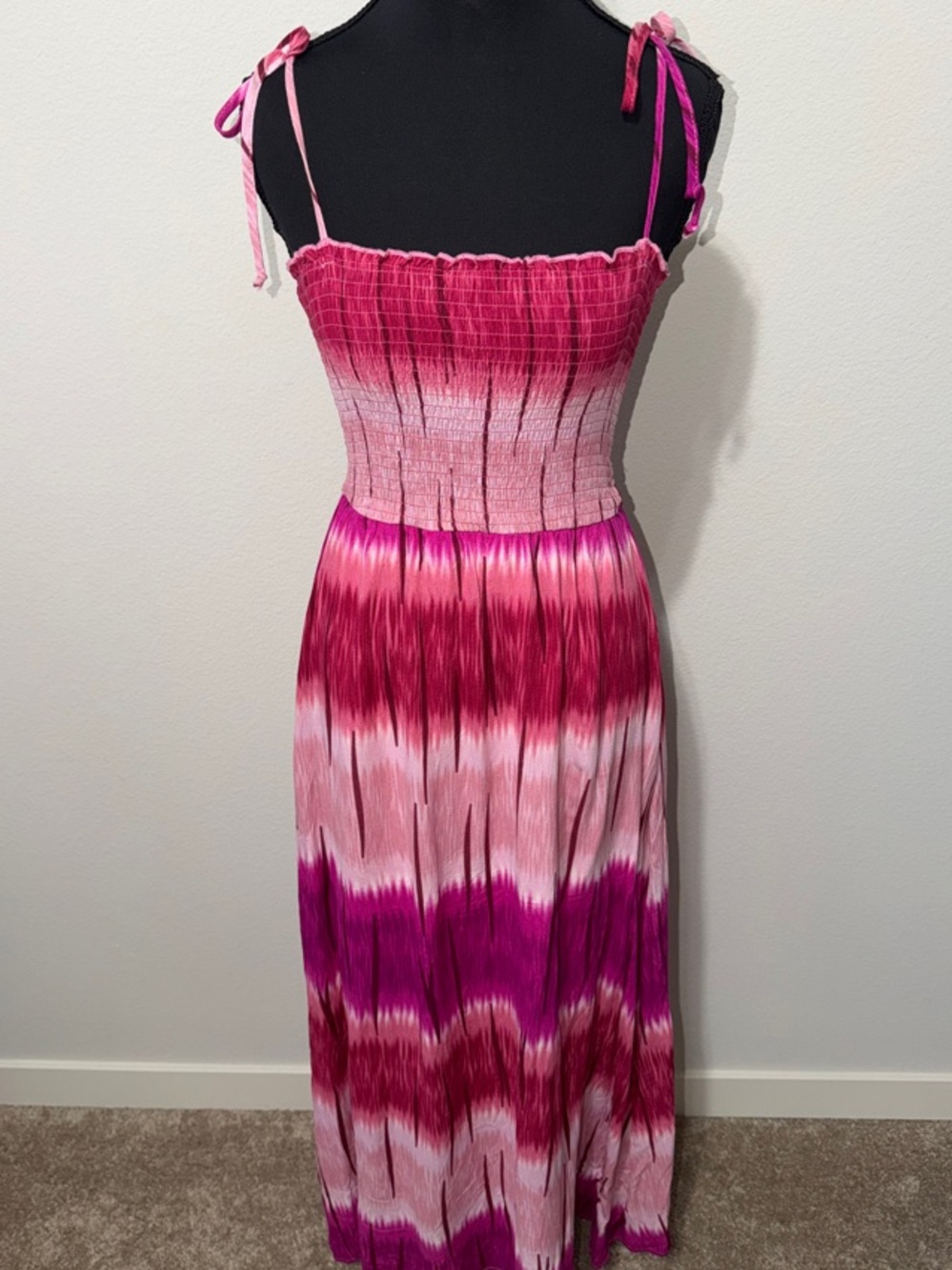 Blue Rain Pink Tie-Dye Smocked Dress